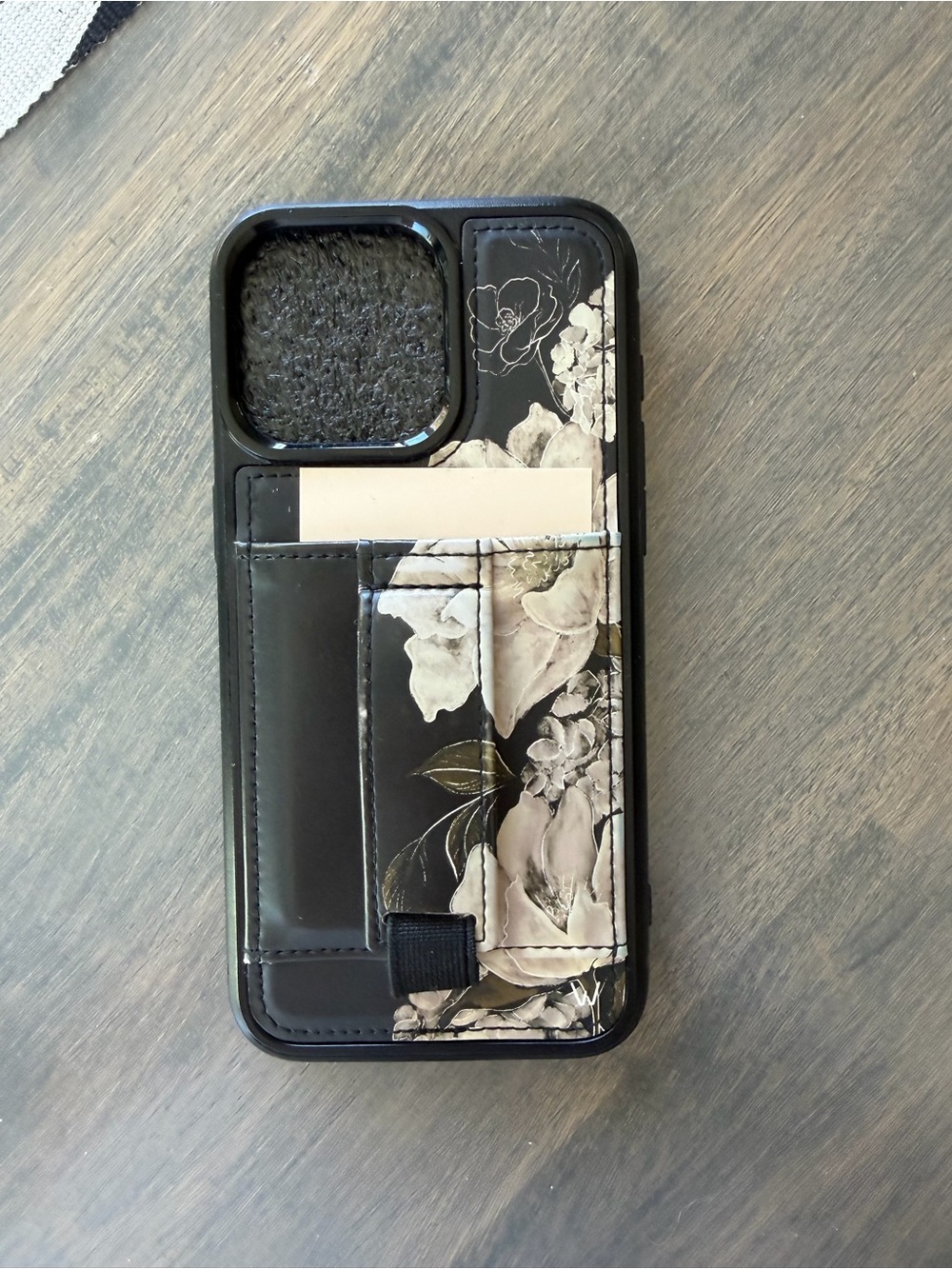 Floral Black Card Holder Phone Case